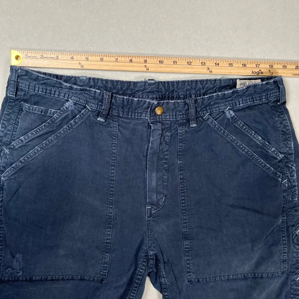 Vintage Polo Ralph Lauren Carpenter Shorts Men 38 Navy Utility Distressed‎ Y2K